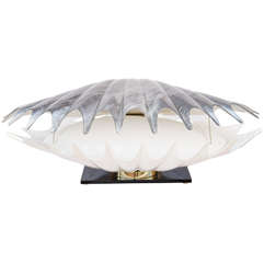 Retro Mid Century 70's lucite Rougier Giant Clam Shell lamp
