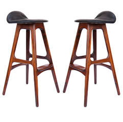 4 rosewood Danish barstools by Erik Buck