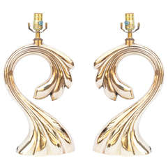 sculptural Brass Table Lamps Circa 1970