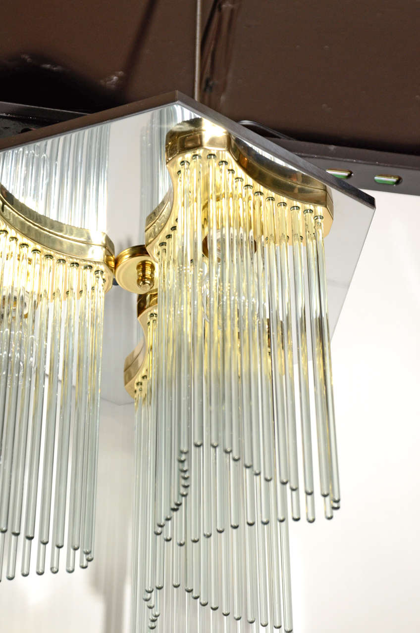 Italian Modernist Waterfall Glass Rod Chandelier by Sciolari for Lightolier