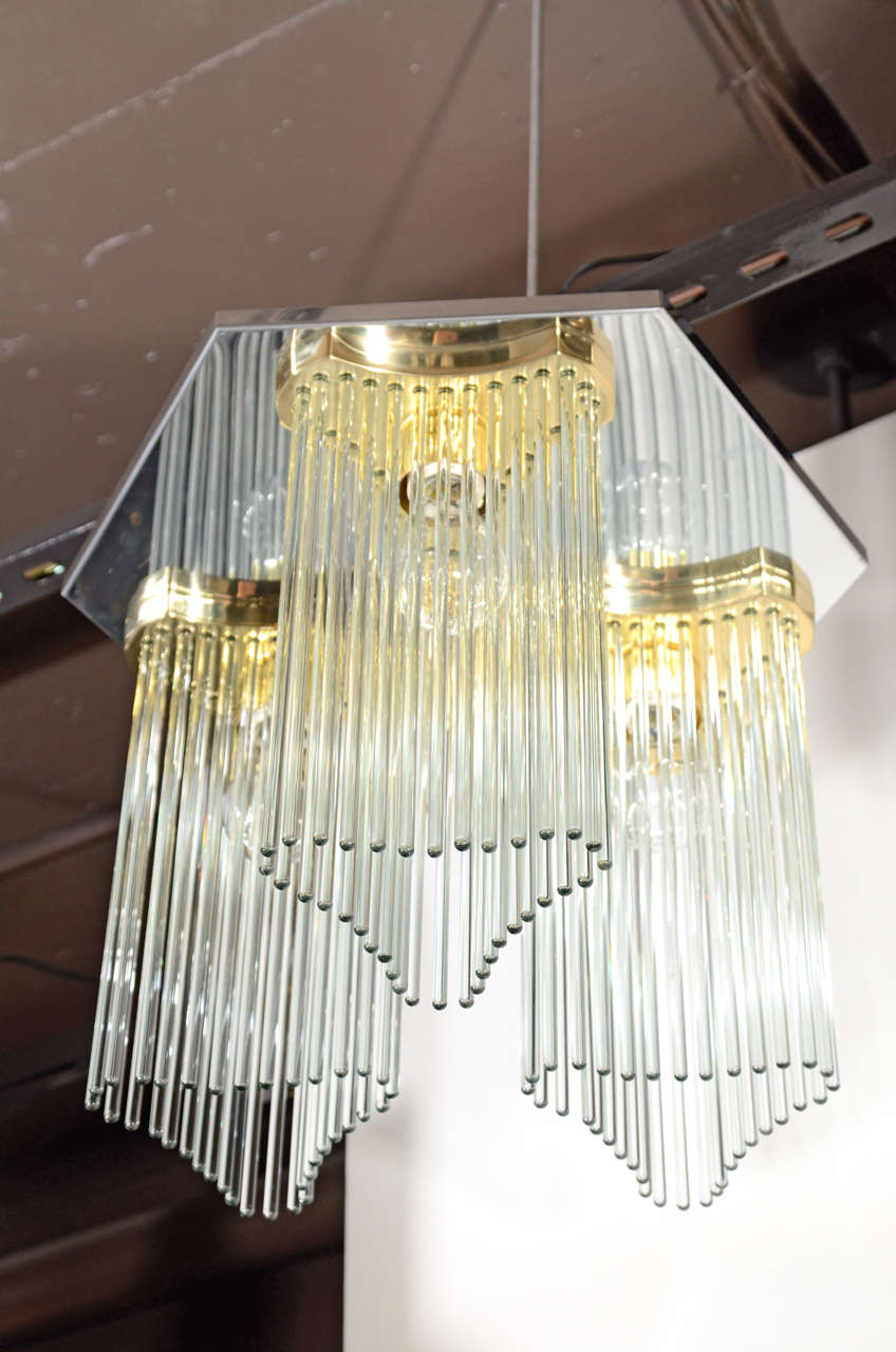 Modernist Waterfall Glass Rod Chandelier by Sciolari for Lightolier In Excellent Condition In Fort Lauderdale, FL