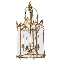 A Louis XV Style Five Light Lantern with Antique Brass Gilt Finish