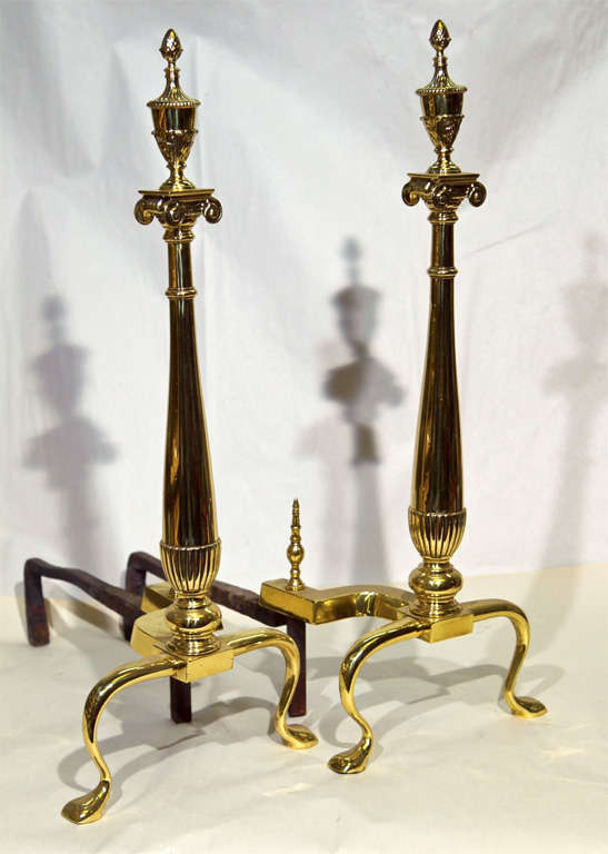 Pair  18th  Century  Brass  Andirons