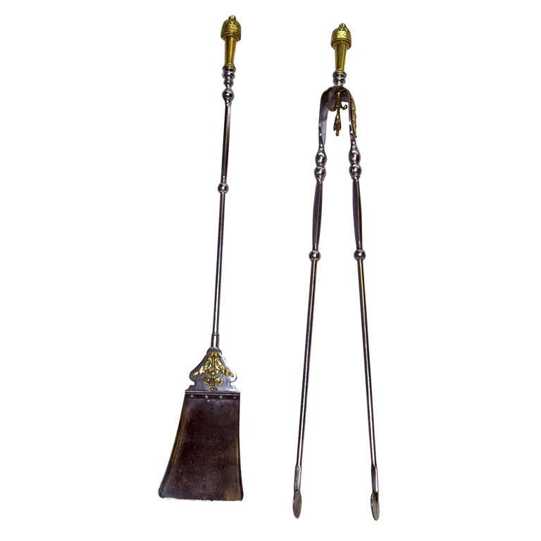 Pair  18th  Century  Fireplace  Tools For Sale