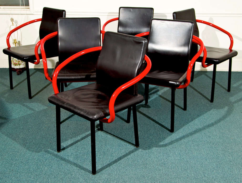 Set of 4 Knoll Sottsass   Mandarin Arm Chairs