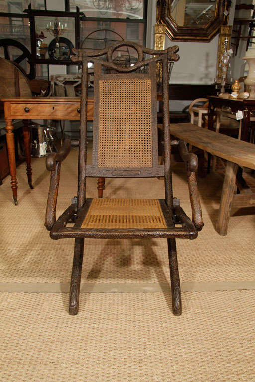19th Century French Black Forest Folding Chair