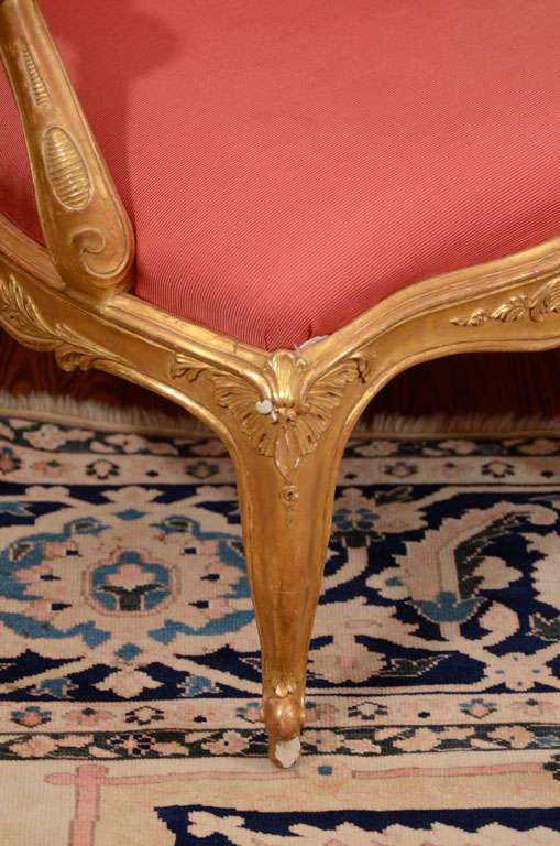 A Set Of Three Swedish Rococo Carved Giltwood Armchairs For Sale 6