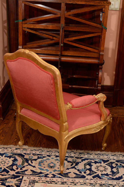 A Set Of Three Swedish Rococo Carved Giltwood Armchairs For Sale 7