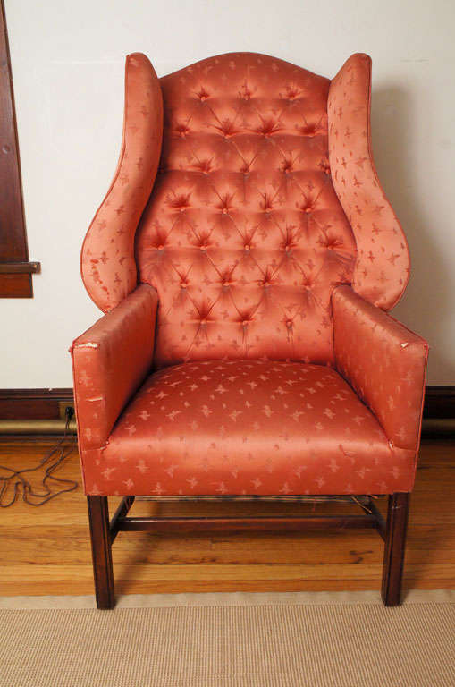 Boldly Figured Wingback Chair at 1stdibs