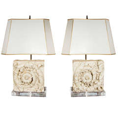 Italian yellow terra cotta tiles acrylic based lamps.