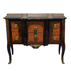 Louis XV Marquetry and Ormolu Marble Topped Chest.