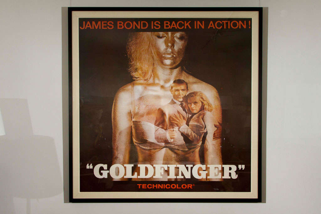 No James Bond poster is more rare than this incredible six-sheet featuring Sean Connery.  An original poster from the 1964 release of the third Bond film, this rare poster is in glorious condition.  The poster has been cleaned and backed with