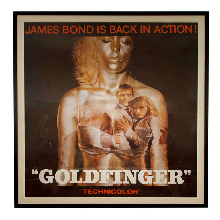Rare Vintage "GOLDFINGER" Six Sheet Poster in Custom Frame
