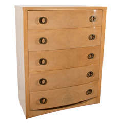 Tall Chest of Drawers in Polished Finish with Brass Hardware