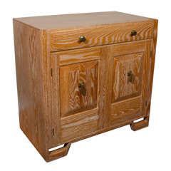 Cerused Oak Cabinet with Brass Detail