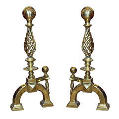 ENGLISH  19TH  CENTURY  LARGE  ANDIRONS