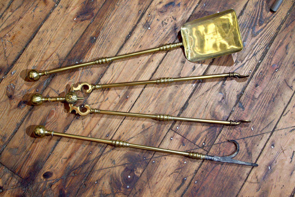 Brass 19th  Century  English  Fireplace  Tools