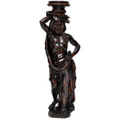 Venetian Hand Carved Almost Life-size Figural Torchere