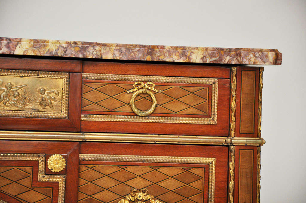 Parquetry Neoclassical Style Chest of Drawers after Jean-Henri Riesener, France, 1860 For Sale