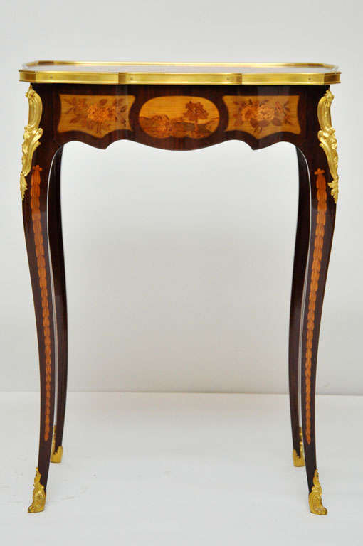 Louis XV Rococo Marquetry Gueridon Table or Occasional Table after Roentgen, Paris, 1850 For Sale