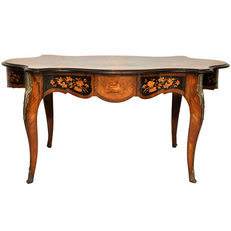 Italian Marquetry Center Table  For Sale