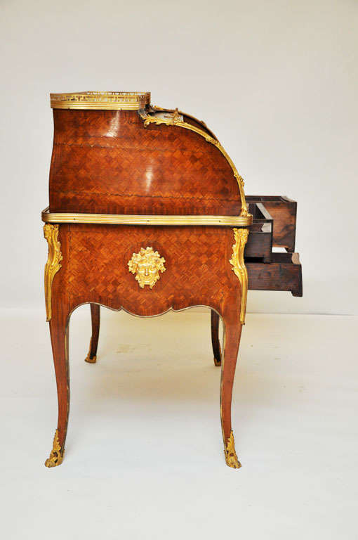 Appliqué 18th Century French Transitional Cylinder Desk / Writing Table