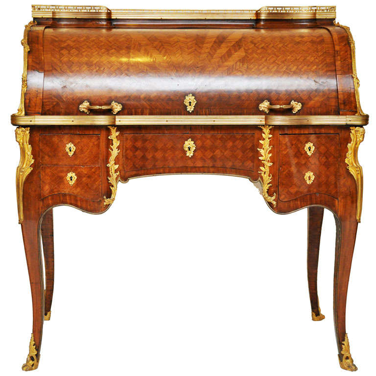 18th Century French Transitional Cylinder Desk / Writing Table