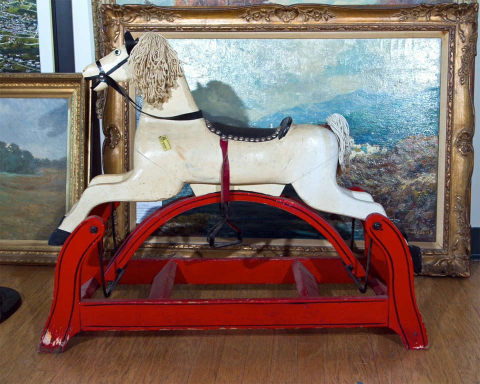 Wood Child's Folk  Art  Rocking  Horse For Sale