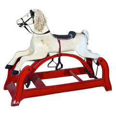 Used Child's Folk  Art  Rocking  Horse