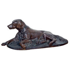 Bronze  Dog  Sculpture  In  Manner  Of  Auguste  Cain