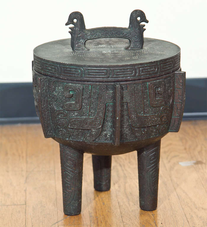 Asian  Motif  Cast  Copper  Ice  Bucket