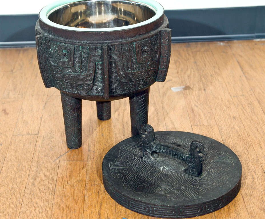Unknown Asian  Motif  Cast  Copper  Ice  Bucket For Sale