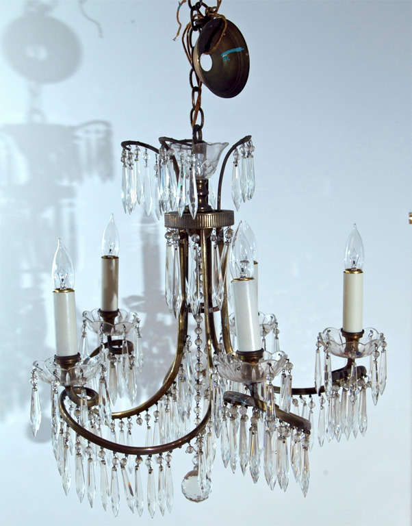 Curved  Arm  Swedish  Crystal  Chandelier