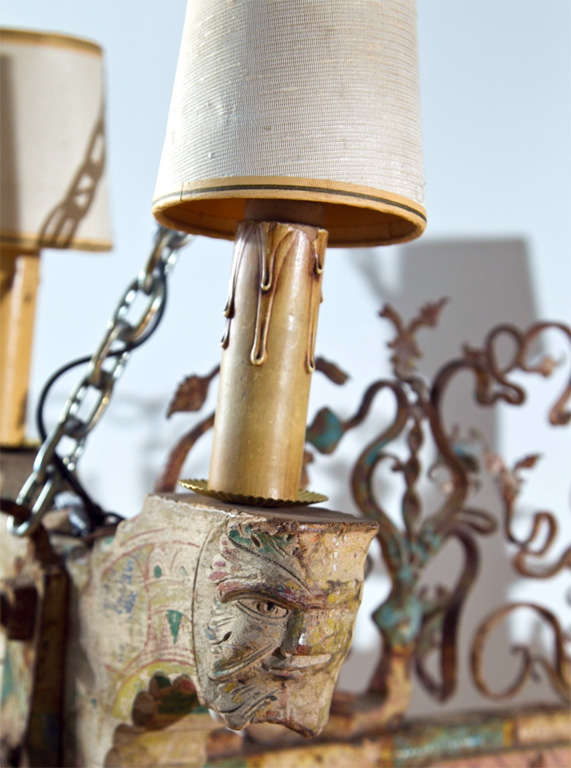 Folk Art Chandelier From End of Sicilian Cart