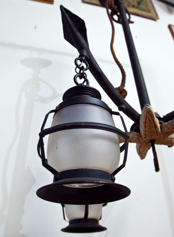 Nautical Chandelier with Lanterns For Sale 3