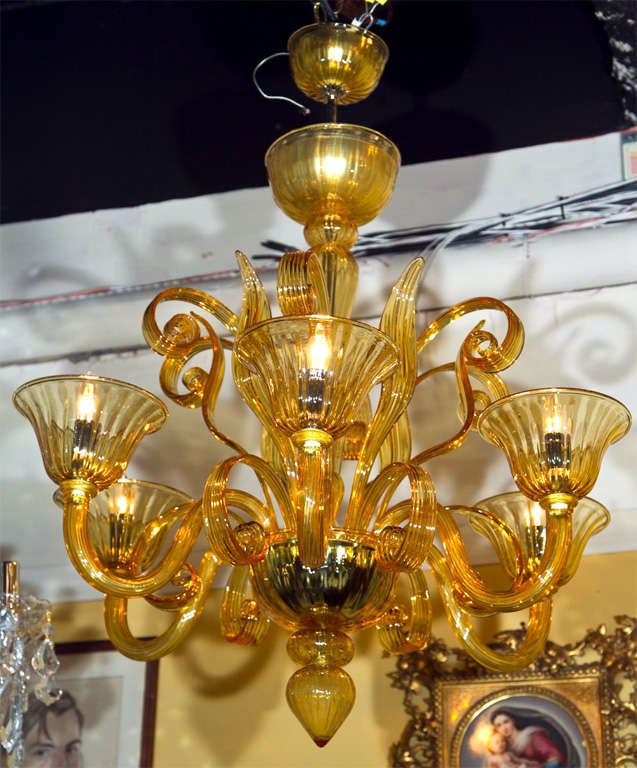 Murano Smoked Amber Glass Chandelier