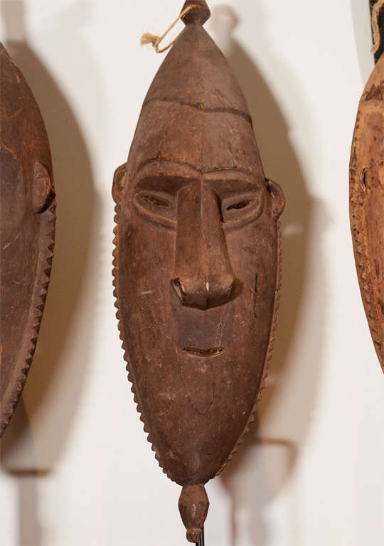Wood Sepic River Tribal Masks on Base For Sale