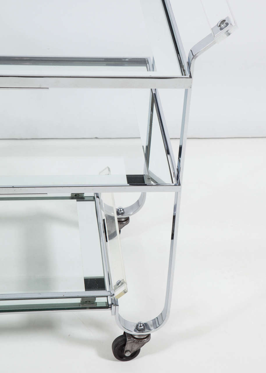 Chrome Bar Cart In Excellent Condition In New York, NY