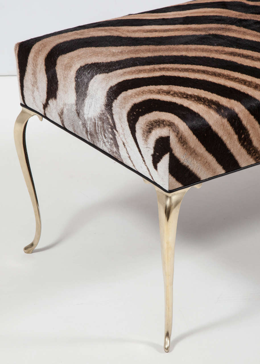 Hand-Crafted Zebra Bench or Ottoman