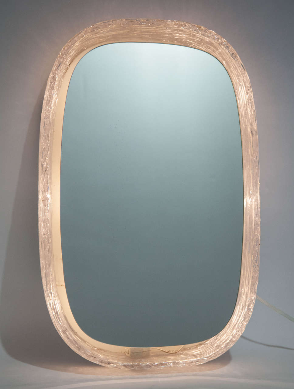 Decorative back light lucite mirror, C 1950, Italy.