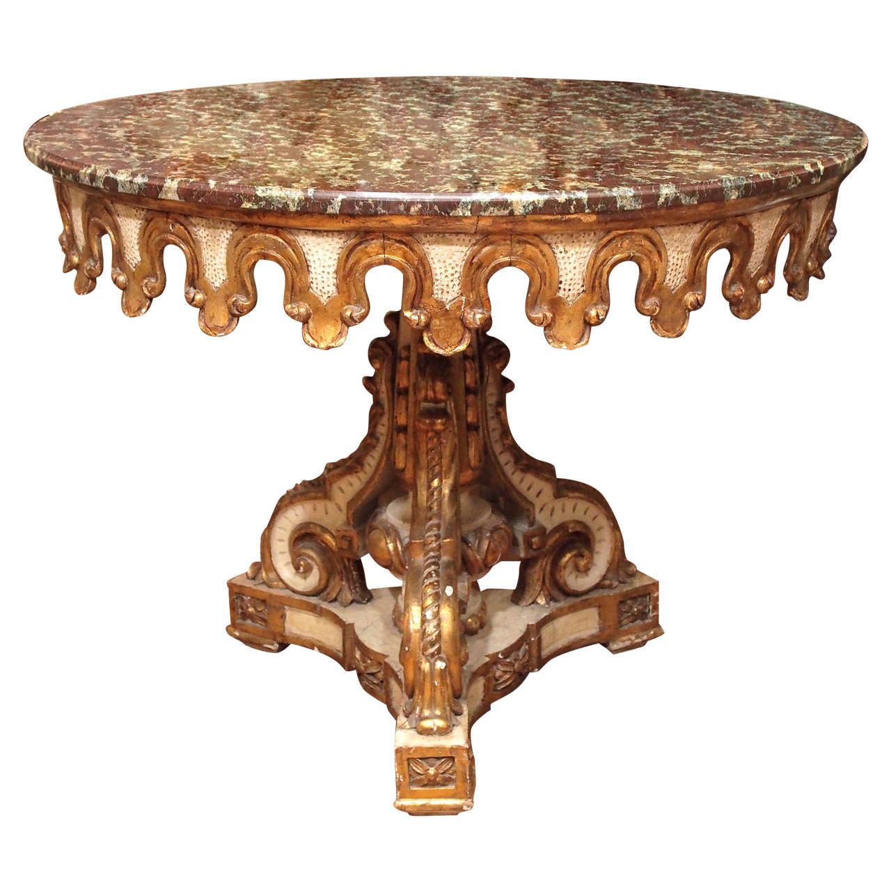 Italian Painted and Parcel Gilt Round Table For Sale