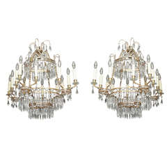 Pair of Late 19th Century Baltic Bronze and Crystal Chandeliers 10