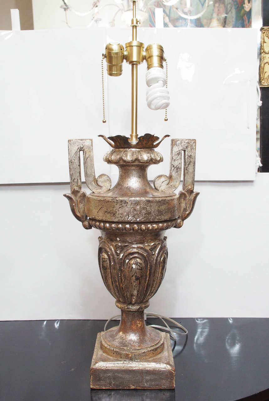 Louis XVI Pair of 19th Century Silver Gilt Urns now Mounted as Table Lamps