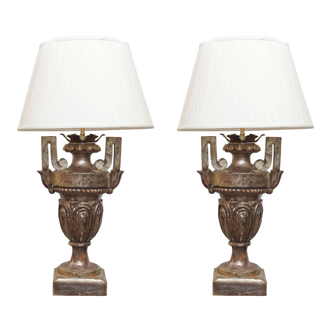 Pair of 19th Century Silver Gilt Urns now Mounted as Table Lamps