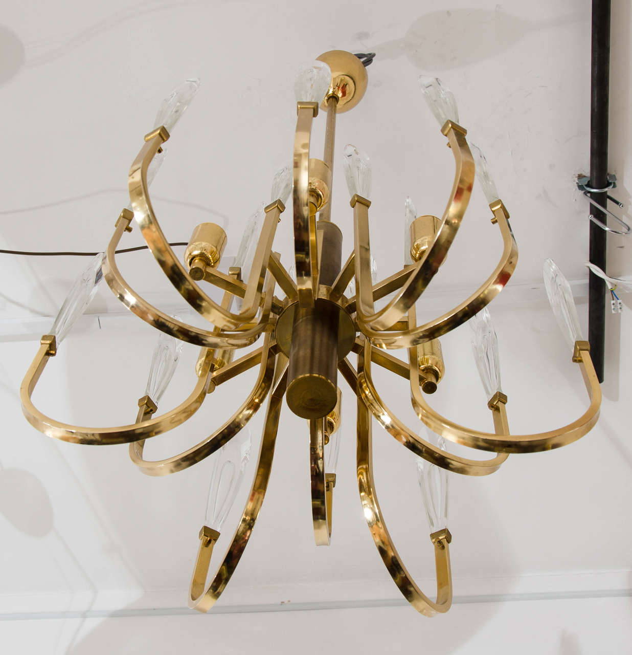 Italian Sciolari Brass Chandelier For Sale