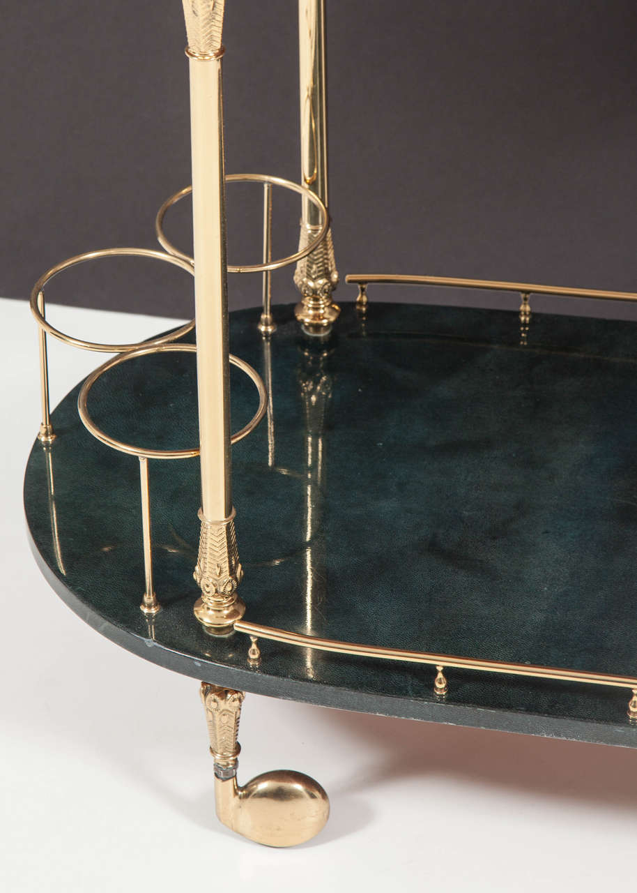 Aldo Tura Lacquered Goatskin Bar Cart In Excellent Condition In New York, NY