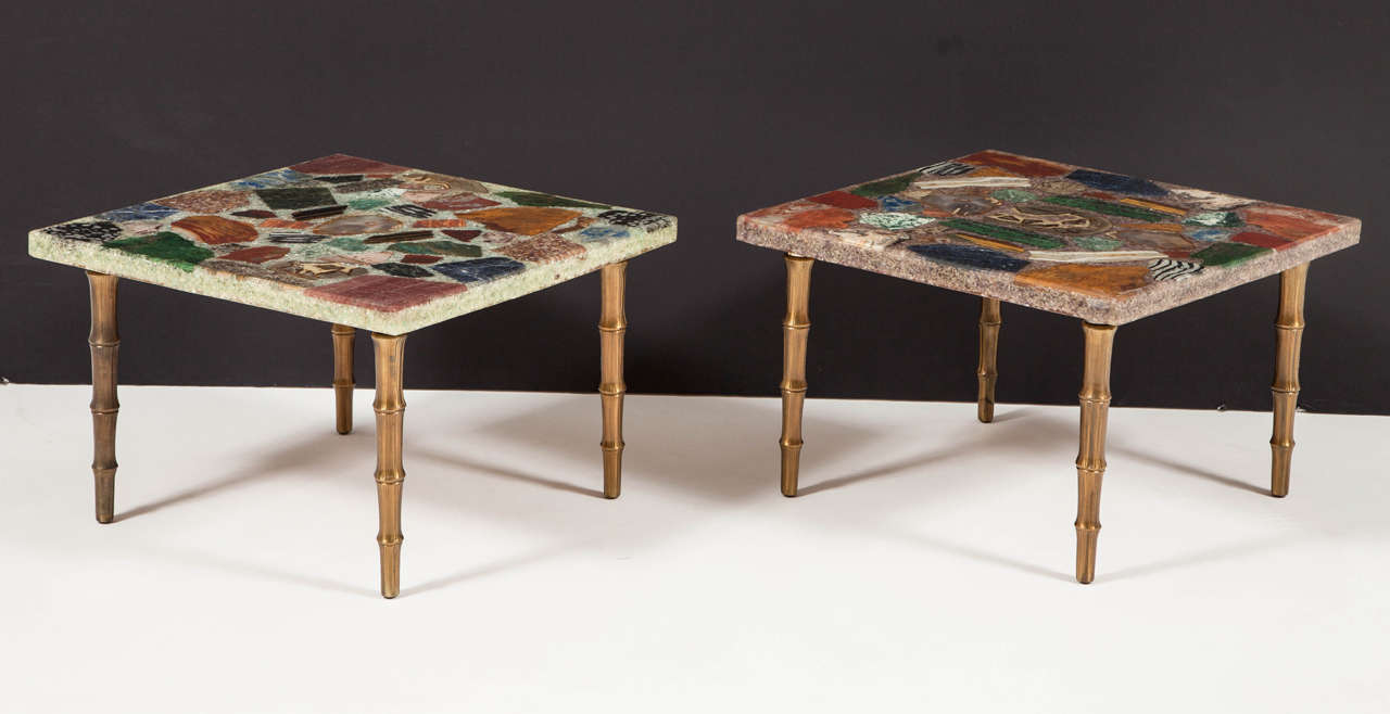 Pair of SemiPrecious Stone Inlay Side Tables at 1stDibs end tables