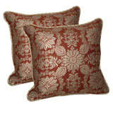 Retro A Pair of Empire Design Square Fortuny Fabric Cushions