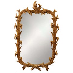 1940's Giltwood Mirror with "Leaf" Carving.