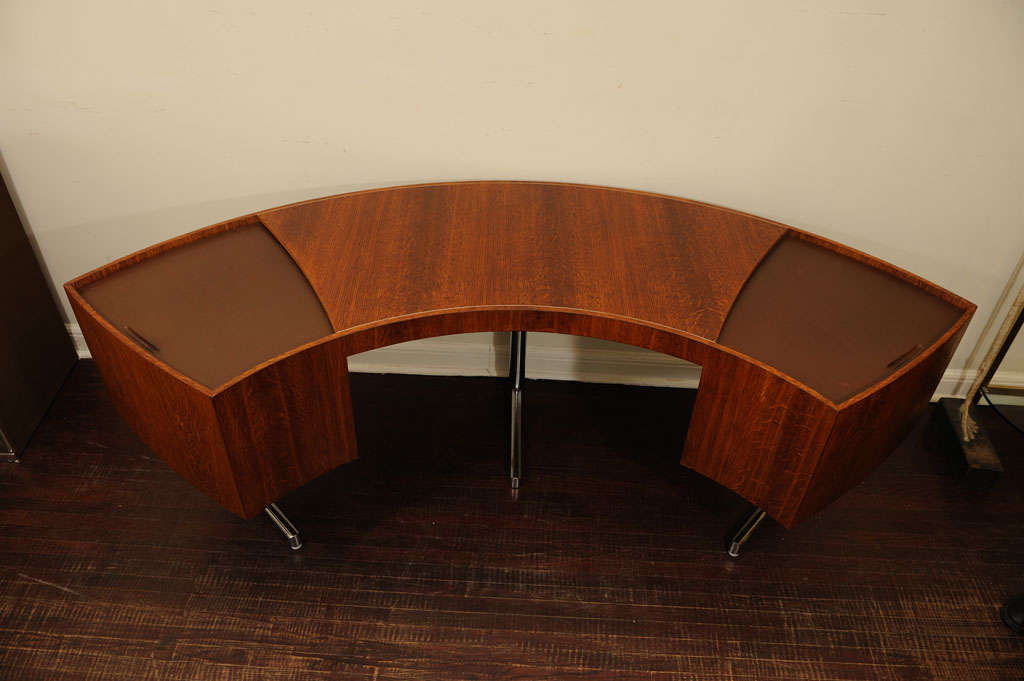 Late 20th Century Leif Jacobsen Curved Wood Desk.